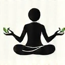 Icono de persona meditando con una hoja.